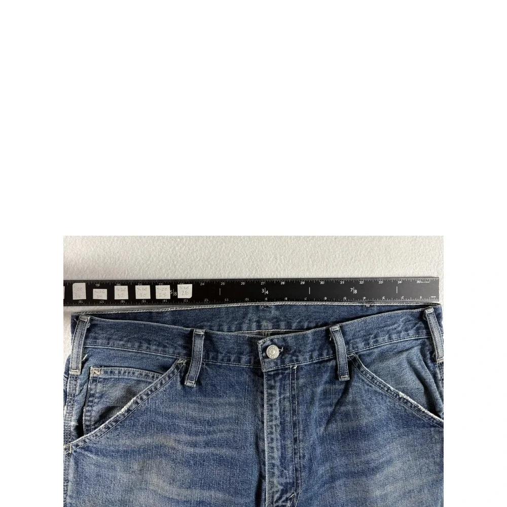 Levi's Utility Jeans Mens 37x35 Blue Denim Medium Wash Straight Leg Distressed